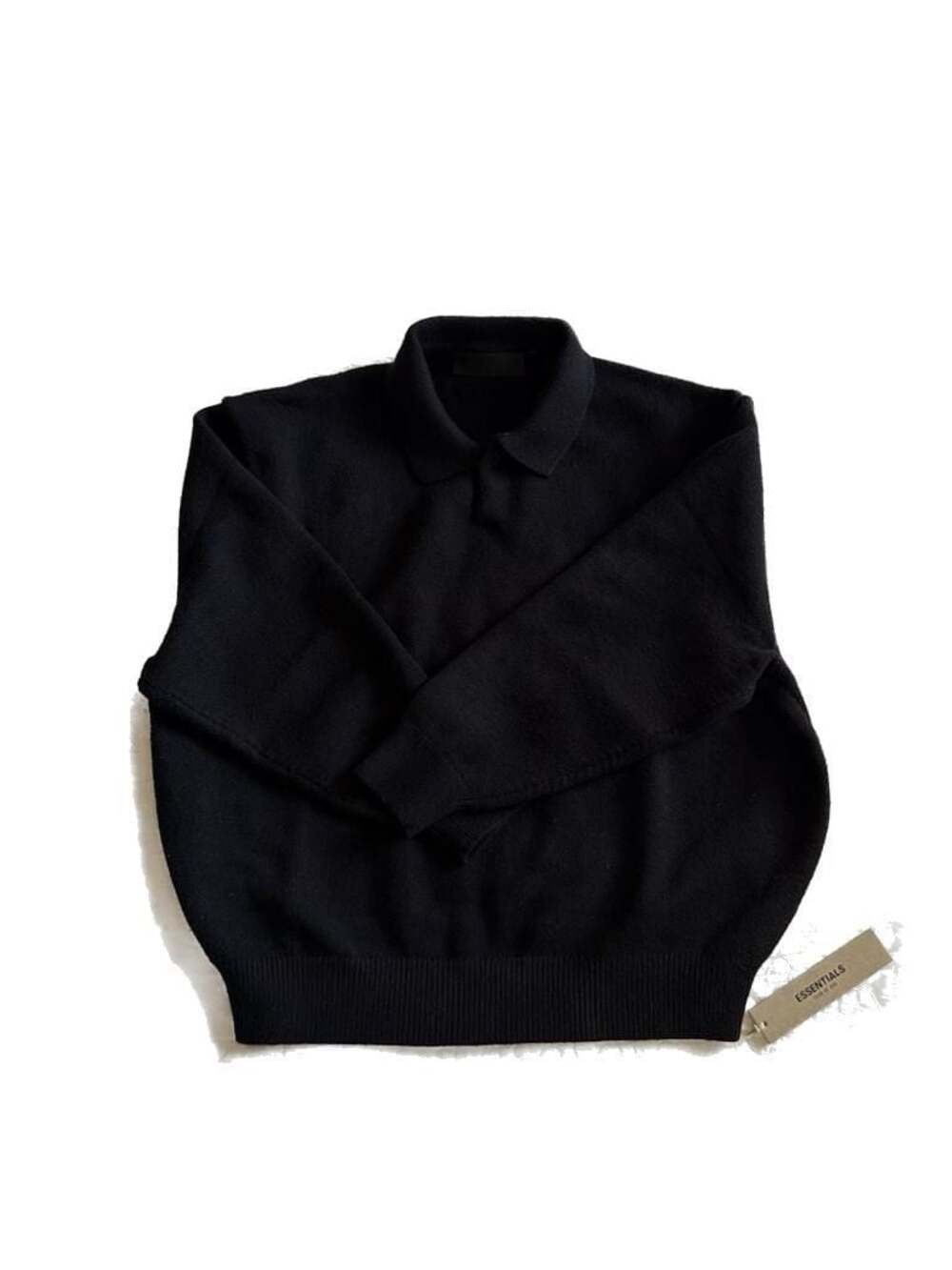 Fear of God Essentials Kids Knit Polo Sweater Jet Black Size 10
